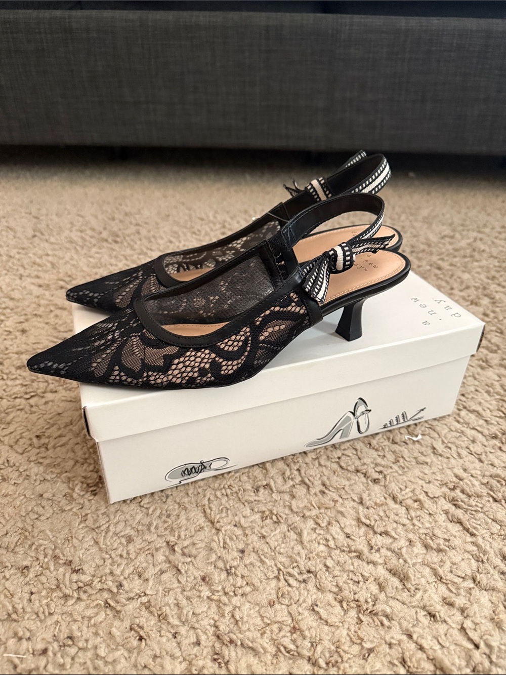 A New Day, black Milan heels 8.5